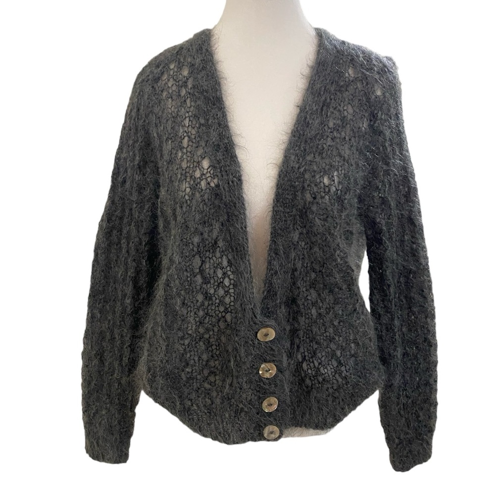 The Tappit Hen Scotland hand-knit Grey Cardigan Sweater.